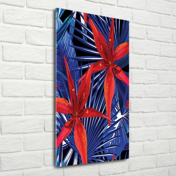 Quadro acrilico verticale Fiori tropicali