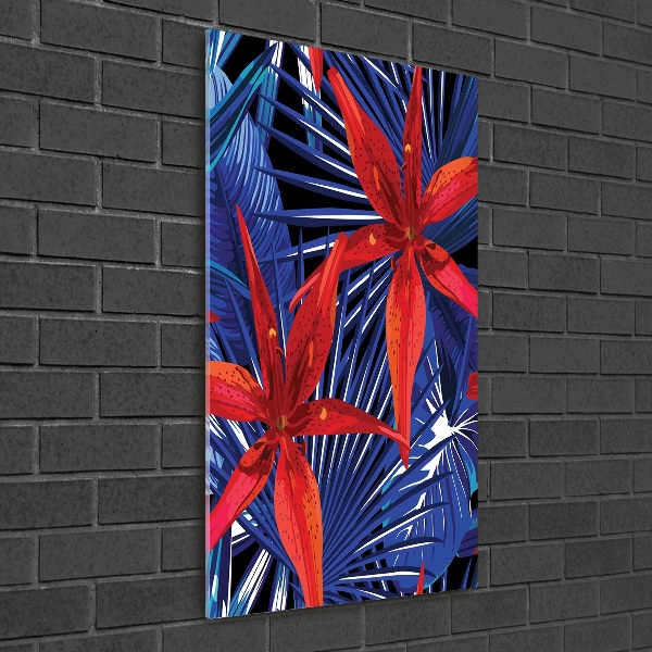 Quadro acrilico verticale Fiori tropicali