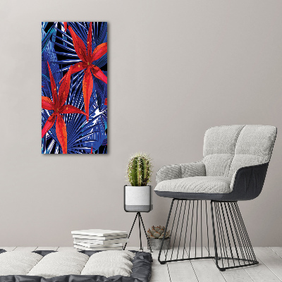 Quadro acrilico verticale Fiori tropicali