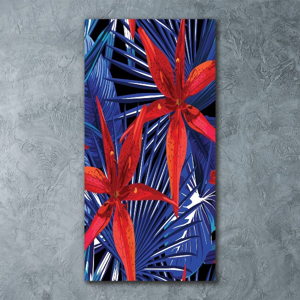 Quadro acrilico verticale Fiori tropicali
