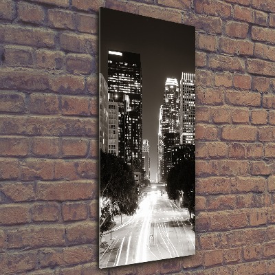 Quadro in vetro acrilico verticale Los Angeles di notte