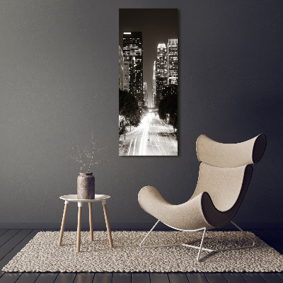 Quadro in vetro acrilico verticale Los Angeles di notte