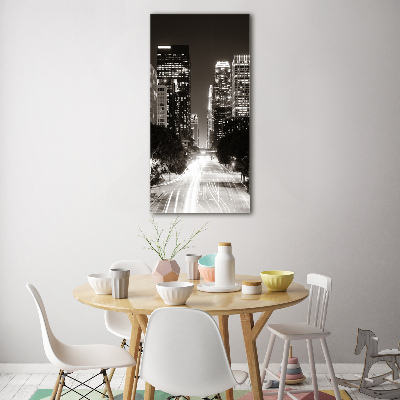 Quadro in vetro acrilico verticale Los Angeles di notte