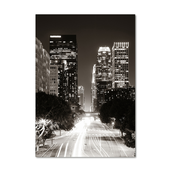 Quadro in vetro acrilico verticale Los Angeles di notte