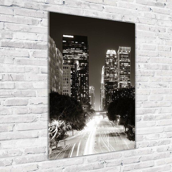 Quadro in vetro acrilico verticale Los Angeles di notte