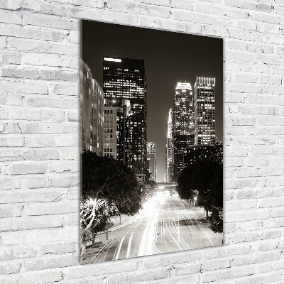 Quadro in vetro acrilico verticale Los Angeles di notte