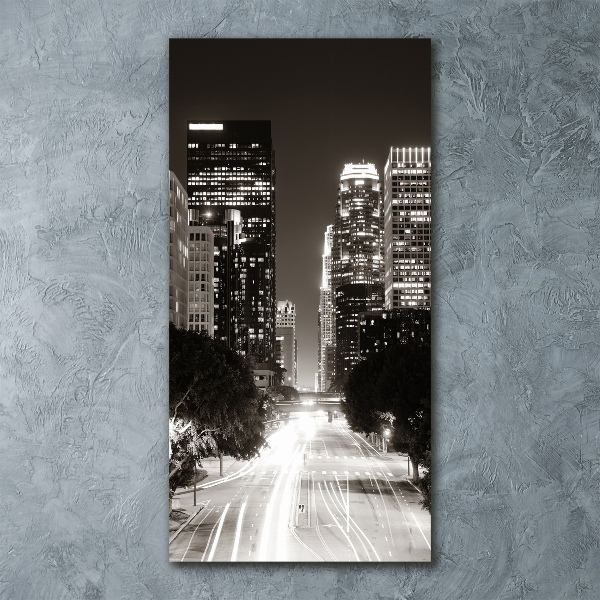 Quadro in vetro acrilico verticale Los Angeles di notte