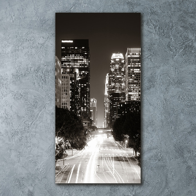 Quadro in vetro acrilico verticale Los Angeles di notte