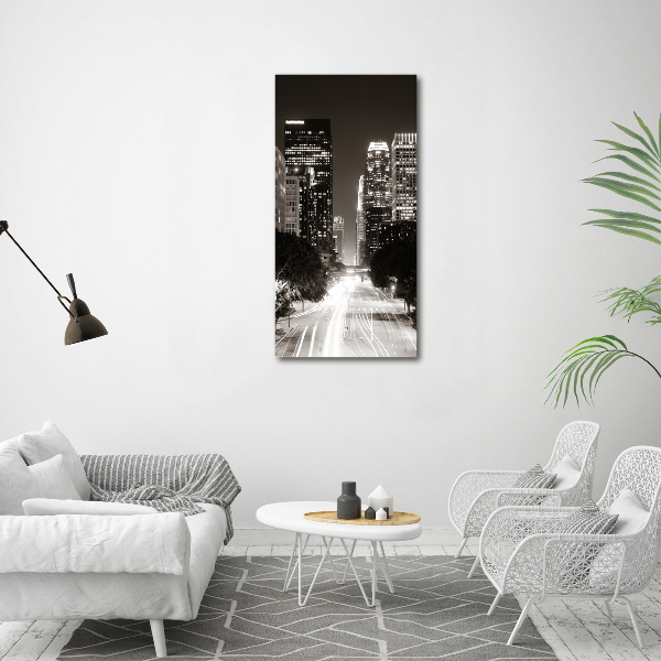 Quadro in vetro acrilico verticale Los Angeles di notte