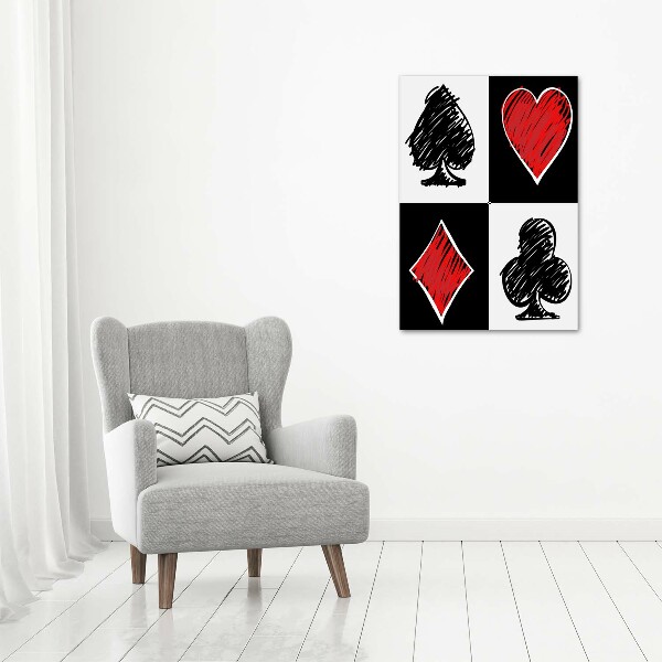 Quadro in vetro acrilico verticale Semi delle carte