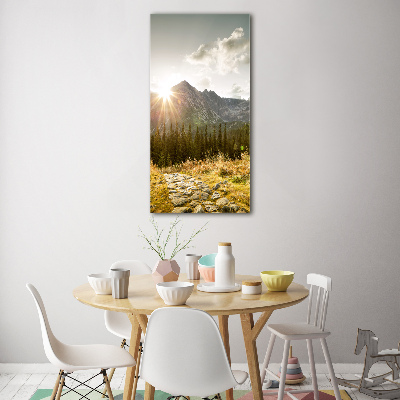 Quadro vetro acrilico verticale Tramonto sui Monti Tatra