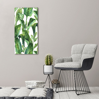Quadro in vetro acrilico verticale Foglie tropicali