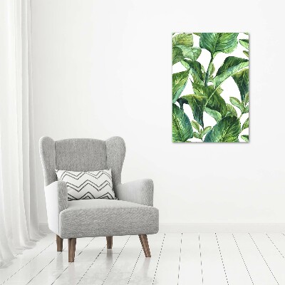 Quadro in vetro acrilico verticale Foglie tropicali