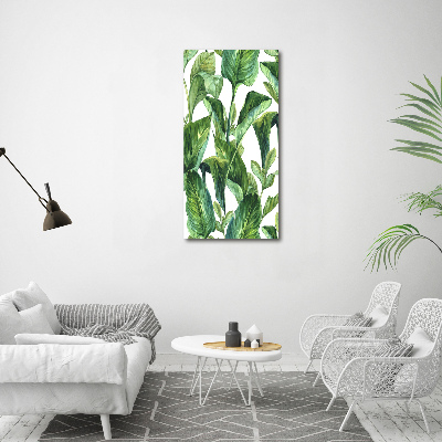 Quadro in vetro acrilico verticale Foglie tropicali