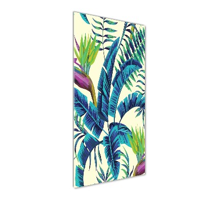 Quadro acrilico verticale Foglie tropicali