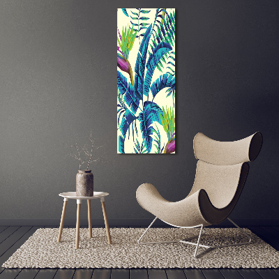 Quadro acrilico verticale Foglie tropicali