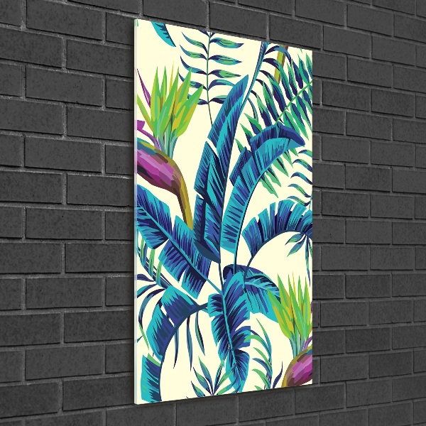 Quadro acrilico verticale Foglie tropicali