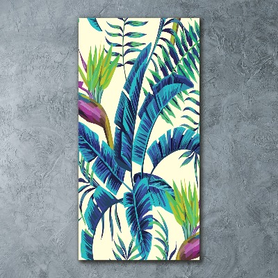 Quadro acrilico verticale Foglie tropicali