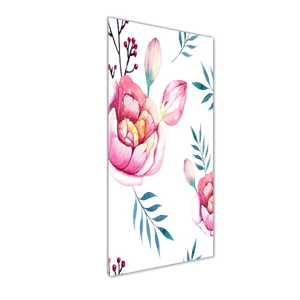 Quadro in vetro acrilico verticale Peonie