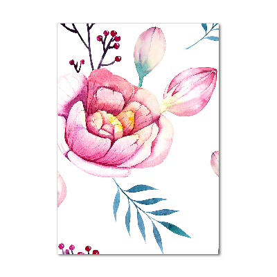 Quadro in vetro acrilico verticale Peonie
