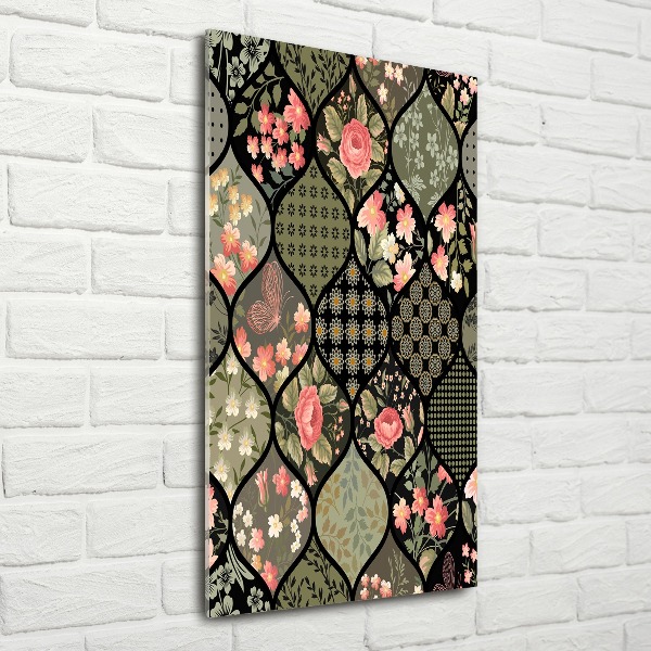 Quadro acrilico verticale Motivo floreale