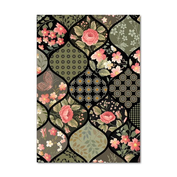 Quadro acrilico verticale Motivo floreale