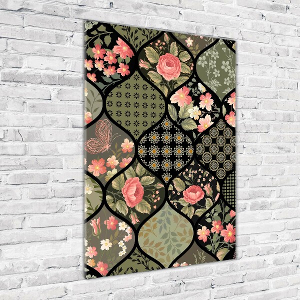 Quadro acrilico verticale Motivo floreale