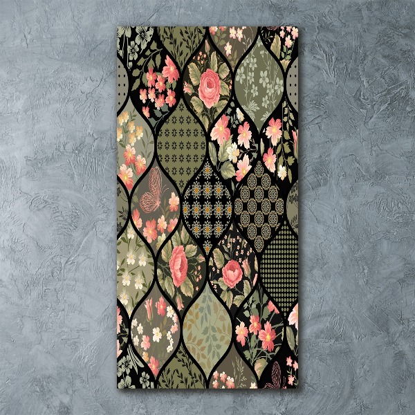 Quadro acrilico verticale Motivo floreale