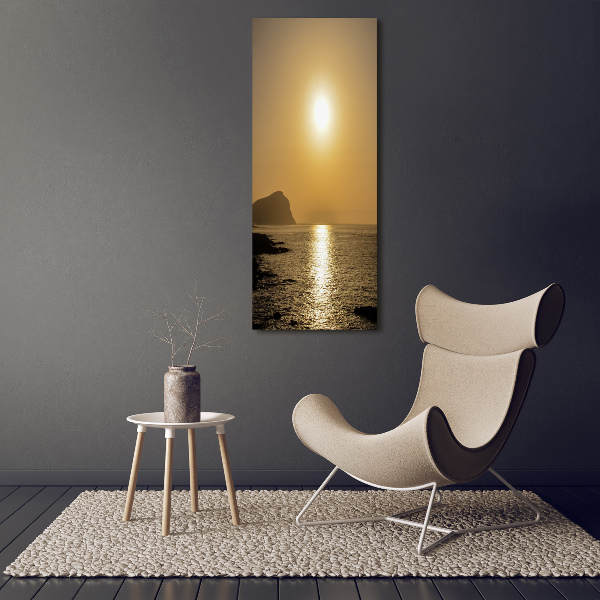 Quadro acrilico verticale Mare al tramonto