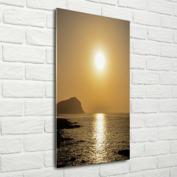 Quadro acrilico verticale Mare al tramonto