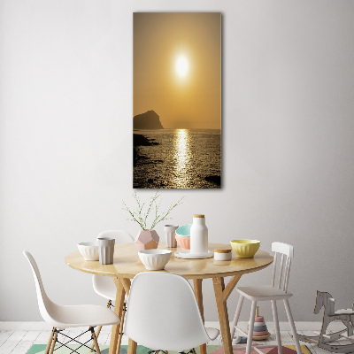 Quadro acrilico verticale Mare al tramonto