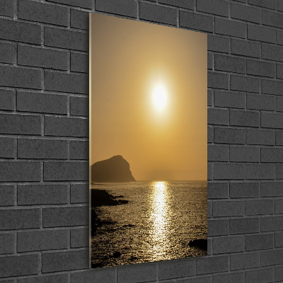 Quadro acrilico verticale Mare al tramonto
