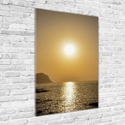 Quadro acrilico verticale Mare al tramonto