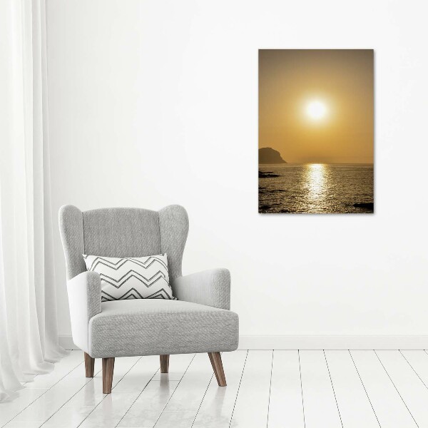 Quadro acrilico verticale Mare al tramonto