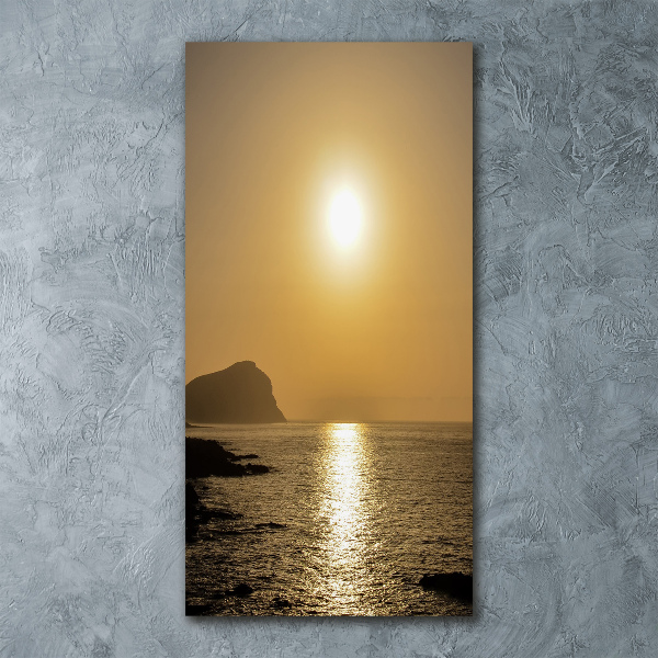 Quadro acrilico verticale Mare al tramonto