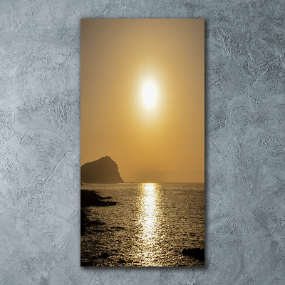 Quadro acrilico verticale Mare al tramonto