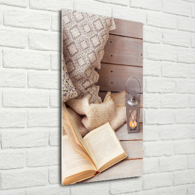 Quadro vetro acrilico verticale Rilassarsi con un libro