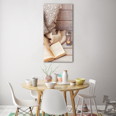 Quadro vetro acrilico verticale Rilassarsi con un libro