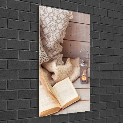 Quadro vetro acrilico verticale Rilassarsi con un libro