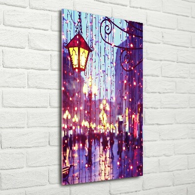 Quadro stampa su vetro acrilico verticale Luci in città