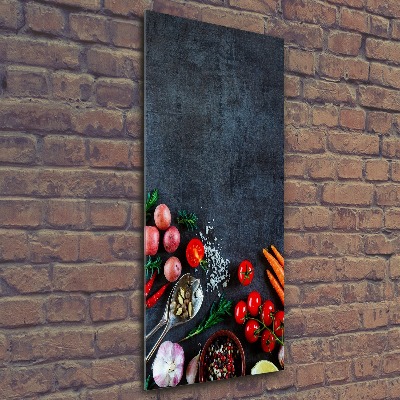 Quadro in vetro acrilico verticale Verdure e spezie