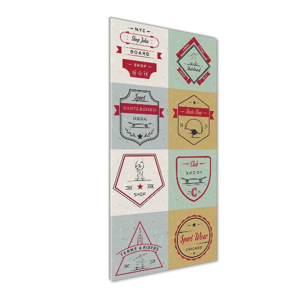 Quadro vetro acrilico verticale Segnali per skateboard