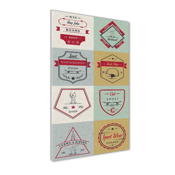 Quadro vetro acrilico verticale Segnali per skateboard