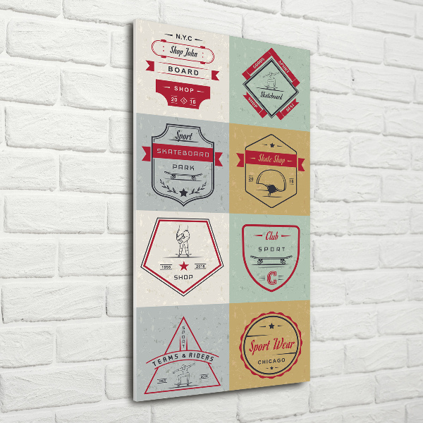 Quadro vetro acrilico verticale Segnali per skateboard