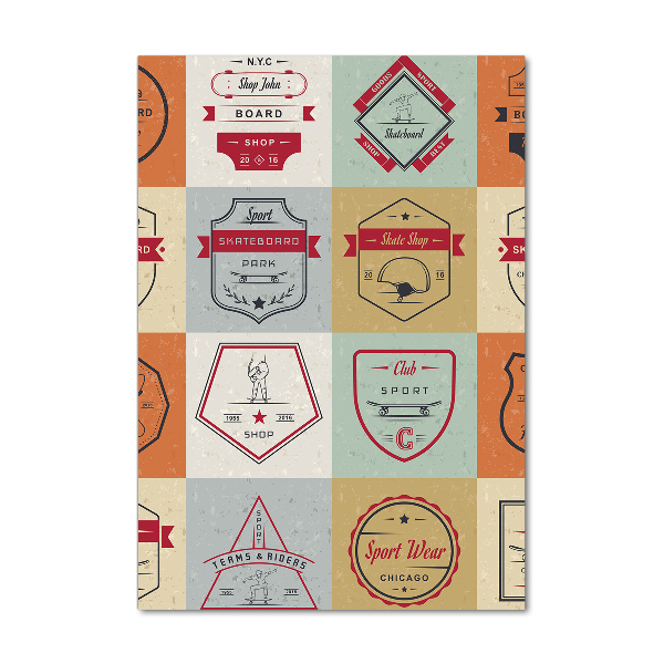 Quadro vetro acrilico verticale Segnali per skateboard