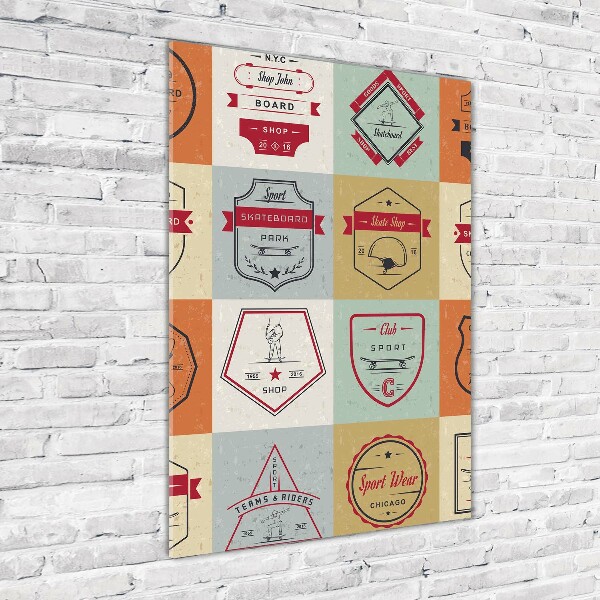Quadro vetro acrilico verticale Segnali per skateboard