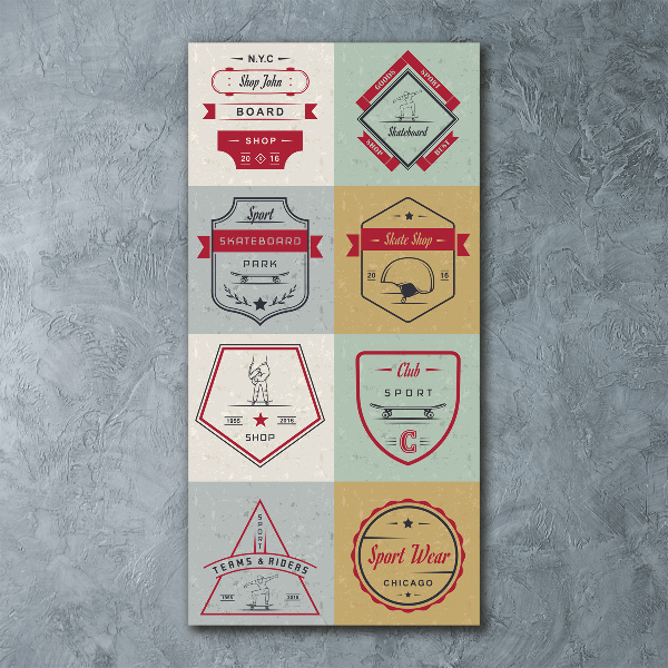 Quadro vetro acrilico verticale Segnali per skateboard