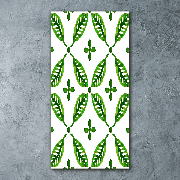 Quadro acrilico verticale Foglie verdi