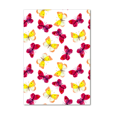 Quadro in vetro acrilico verticale Farfalle colorate