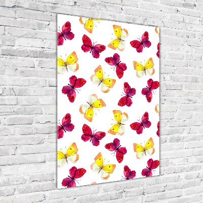Quadro in vetro acrilico verticale Farfalle colorate